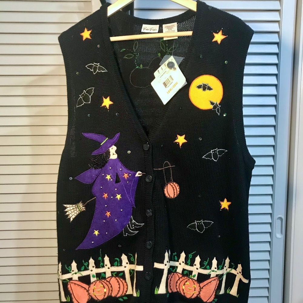 Vintage Bobbie Brooks Halloween Appliqué Sweater Vest